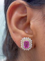 Pink Sapphire Diamond Earrings
