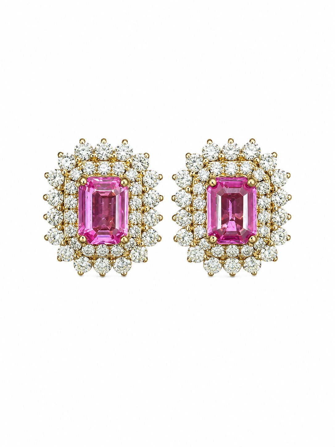 Pink Sapphire Diamond Earrings