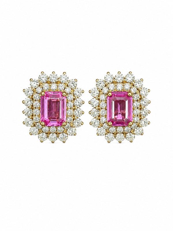 Pink Sapphire Diamond Earrings
