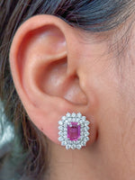 Pink Sapphire Diamond Earrings