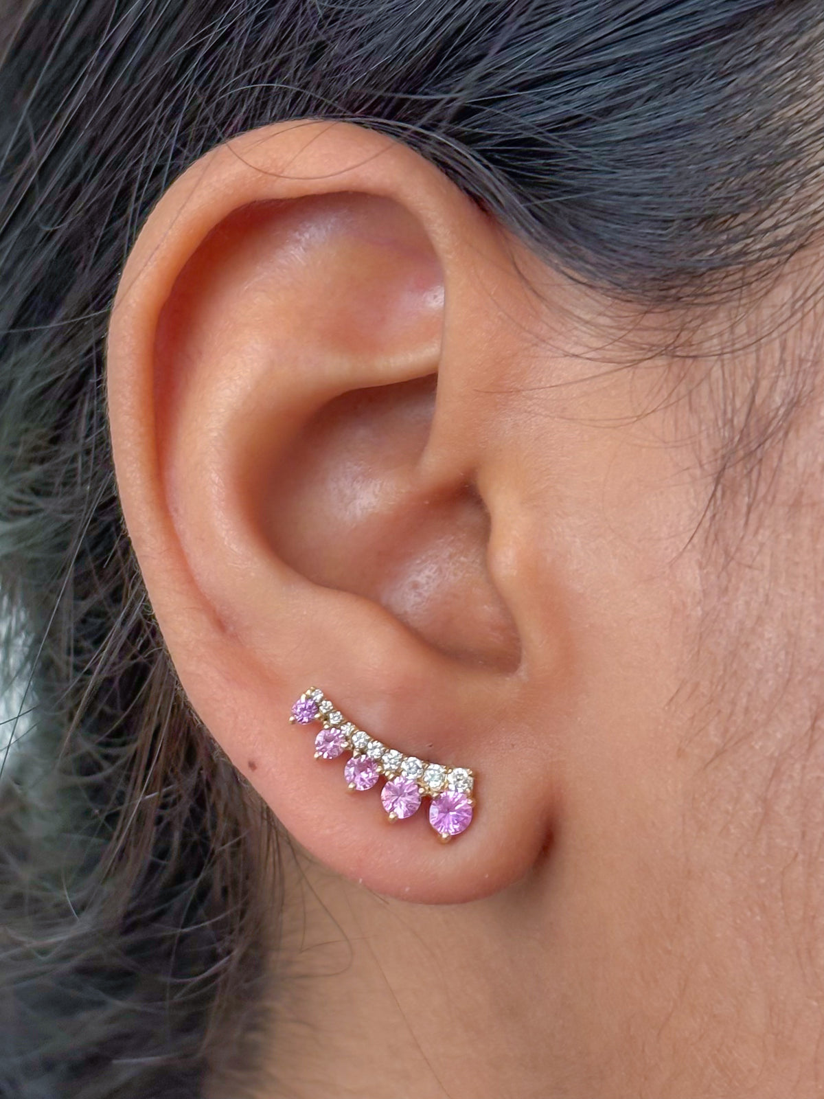 Pink Sapphire Diamond Earrings