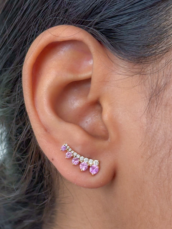 Pink Sapphire Diamond Earrings