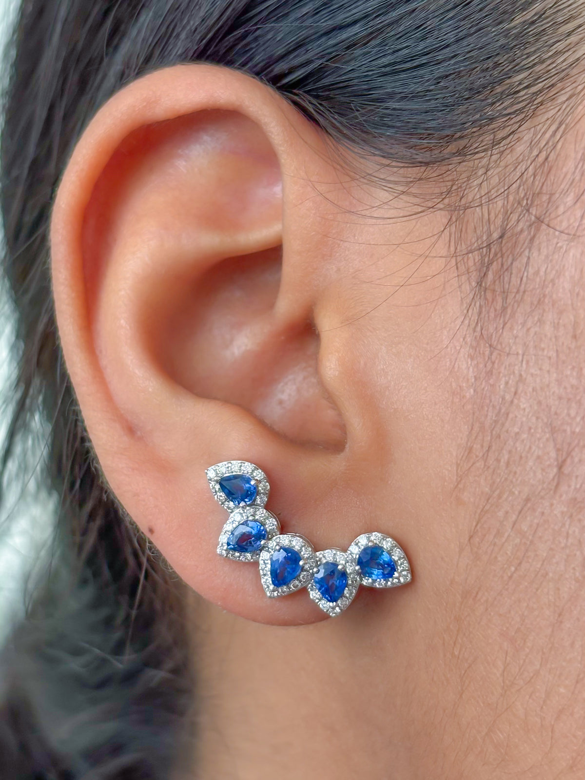 Blue Sapphire Diamond Earrings
