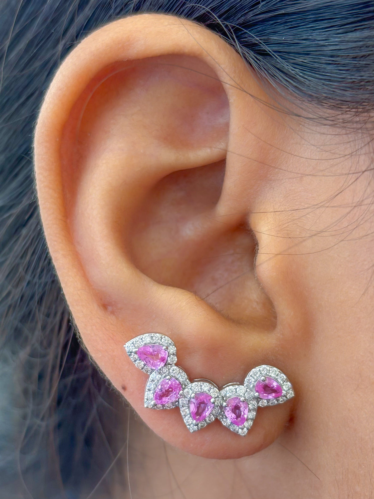 Pink Sapphire Diamond Earrings