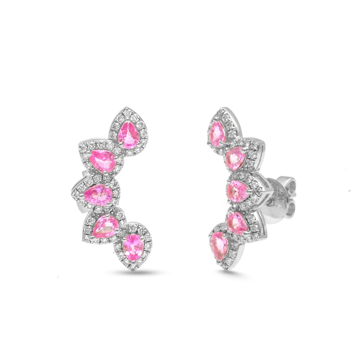 Pink Sapphire Diamond Earrings