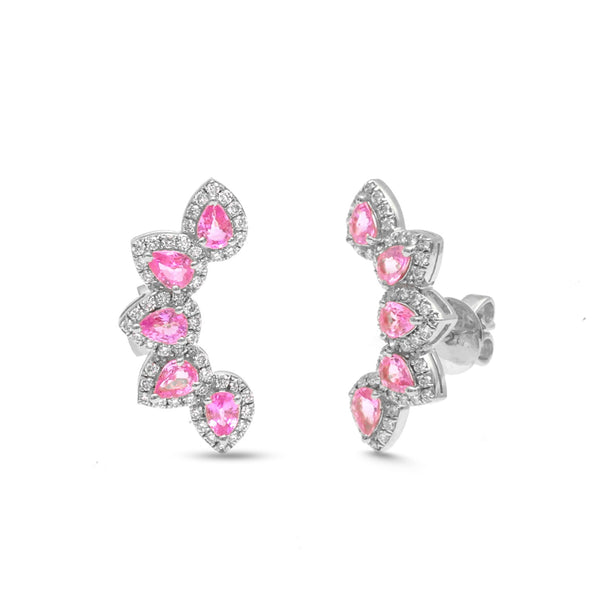 Pink Sapphire Diamond Earrings
