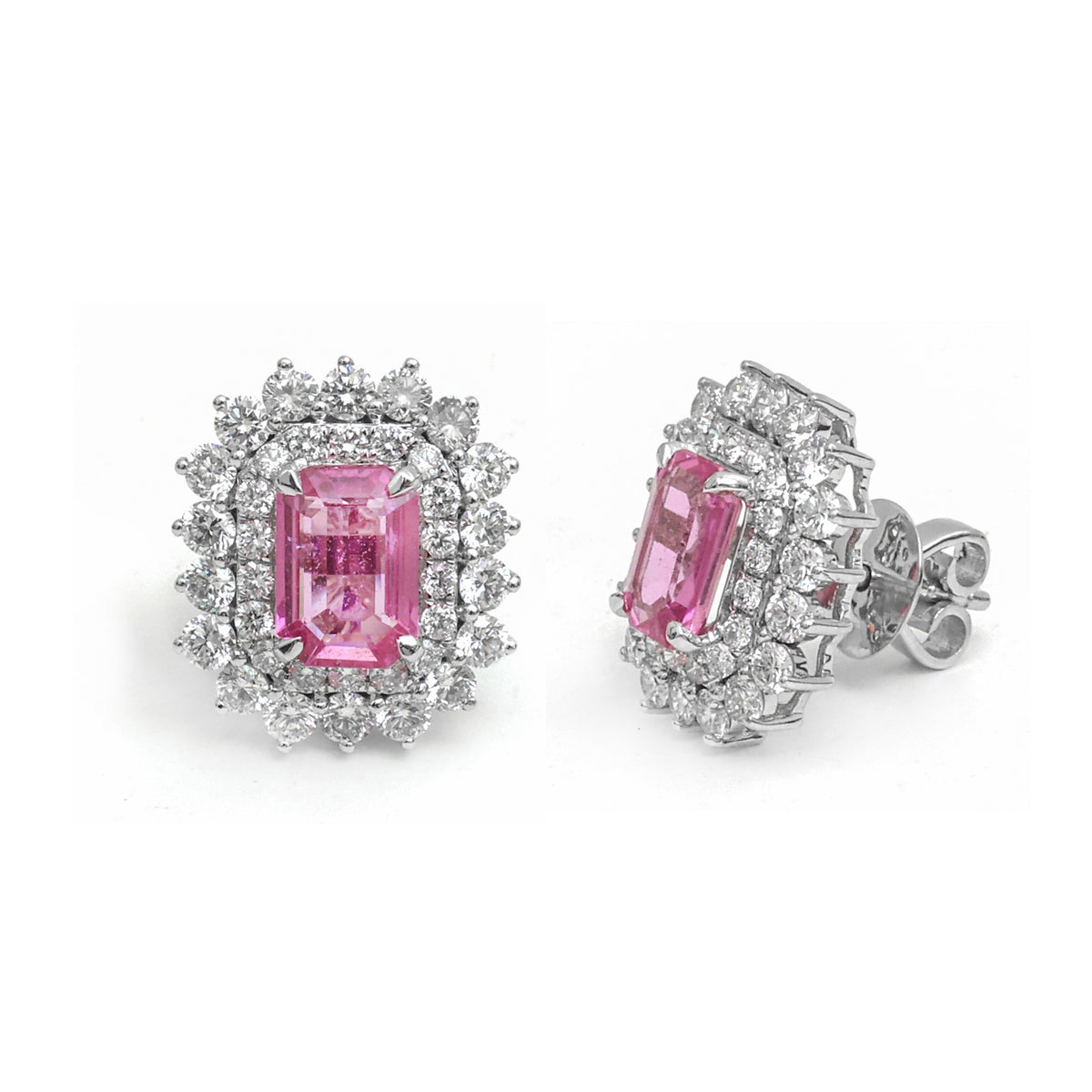 Pink Sapphire Diamond Earrings