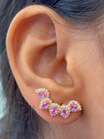 Pink Sapphire Diamond Earrings