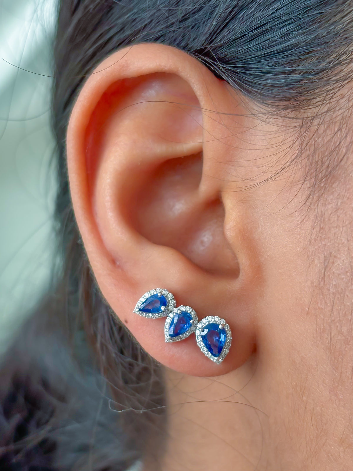 Blue Sapphire Diamond Earrings