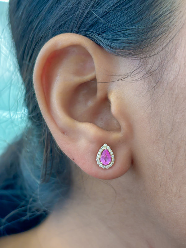Pink Sapphire Diamond Earrings