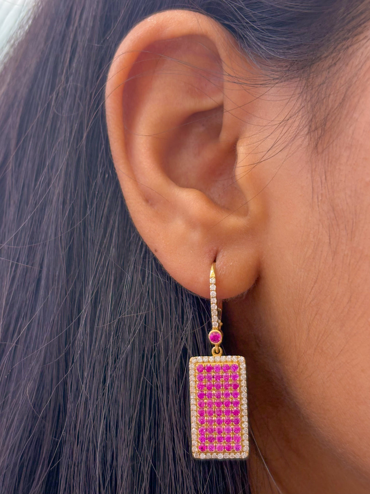 Pink Sapphire Diamond Earrings