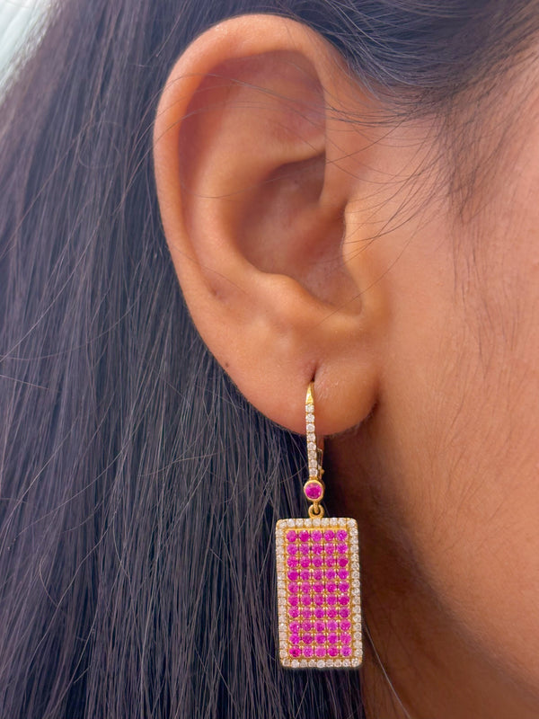 Pink Sapphire Diamond Earrings