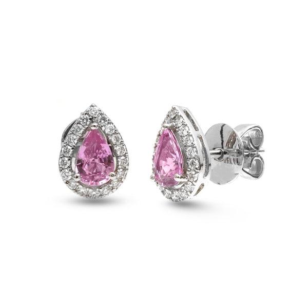Pink Sapphire Diamond Earrings
