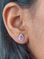 Pink Sapphire Diamond Earrings