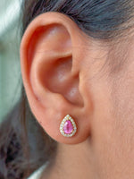 Pink Sapphire Diamond Earrings