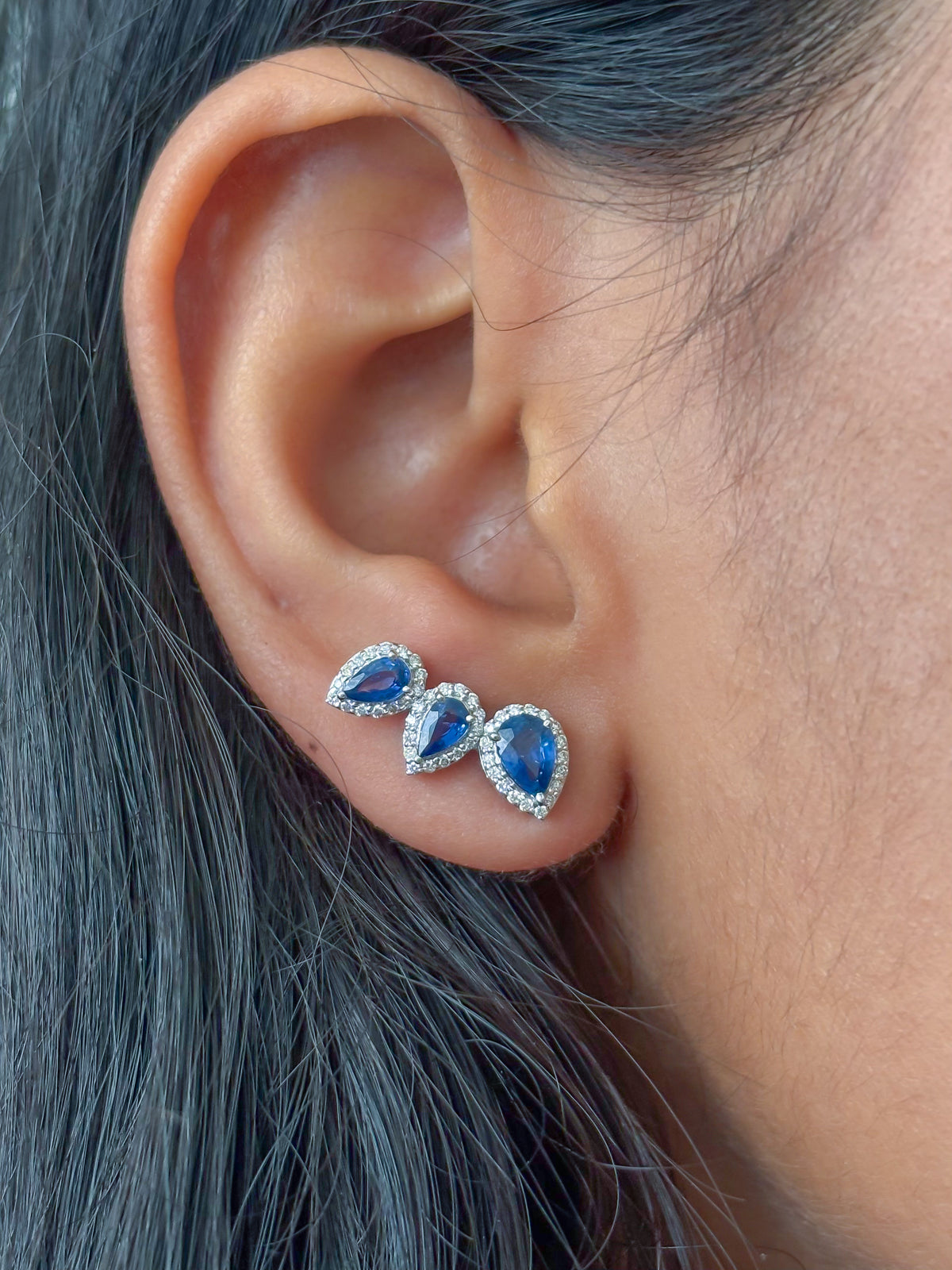 Blue Sapphire Diamond Earrings