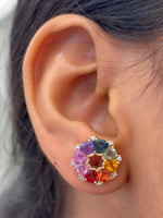 Rainbow Sapphire Diamond Earrings
