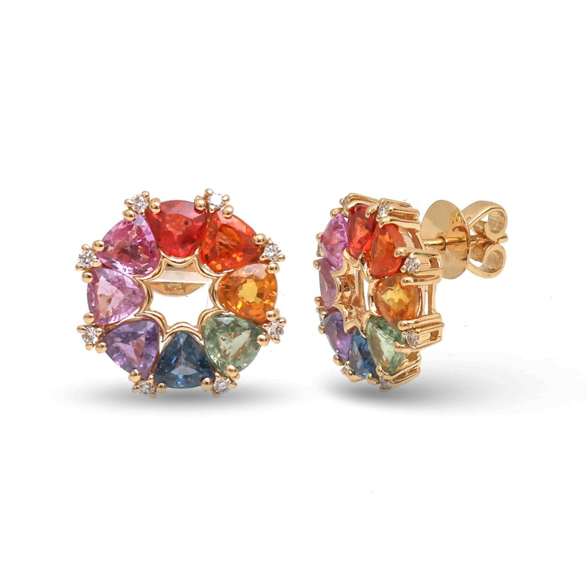 Rainbow Sapphire Diamond Earrings
