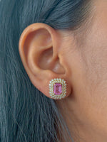Pink Sapphire Diamond Earrings