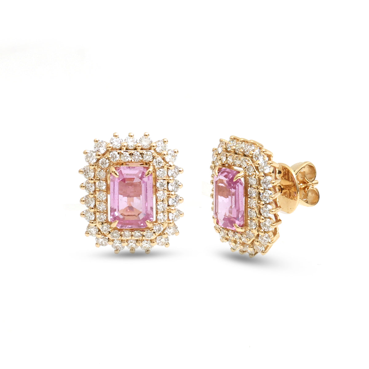 Pink Sapphire Diamond Earrings