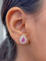 Pink Sapphire Diamond Earrings