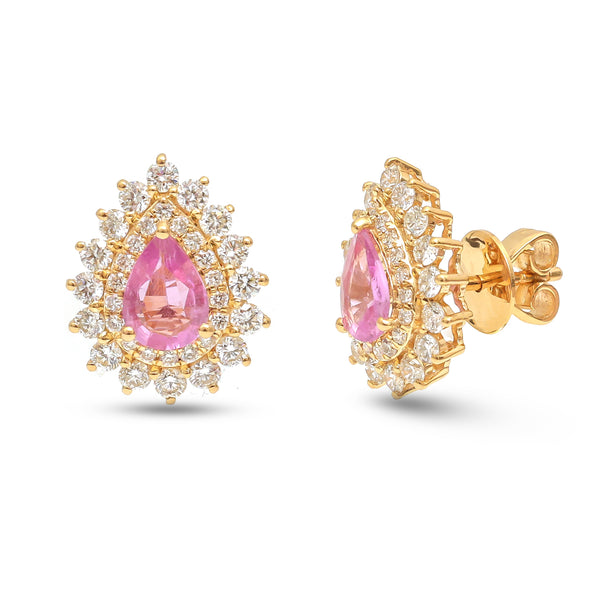 Pink Sapphire Diamond Earrings