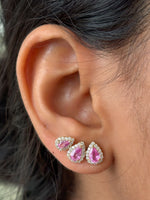 Pink Sapphire Diamond Earrings