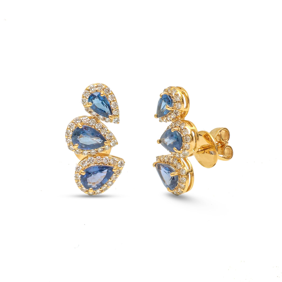 Blue Sapphire Diamond Earrings