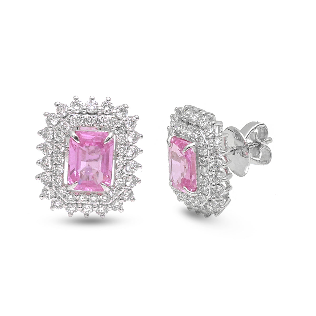 Pink Sapphire Diamond Earrings