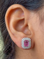 Pink Sapphire Diamond Earrings