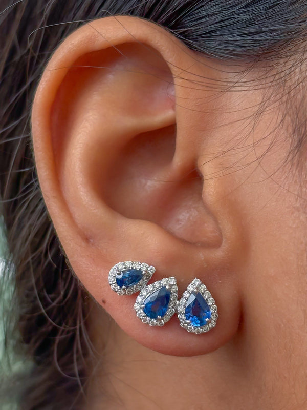 Blue Sapphire Diamond Earrings