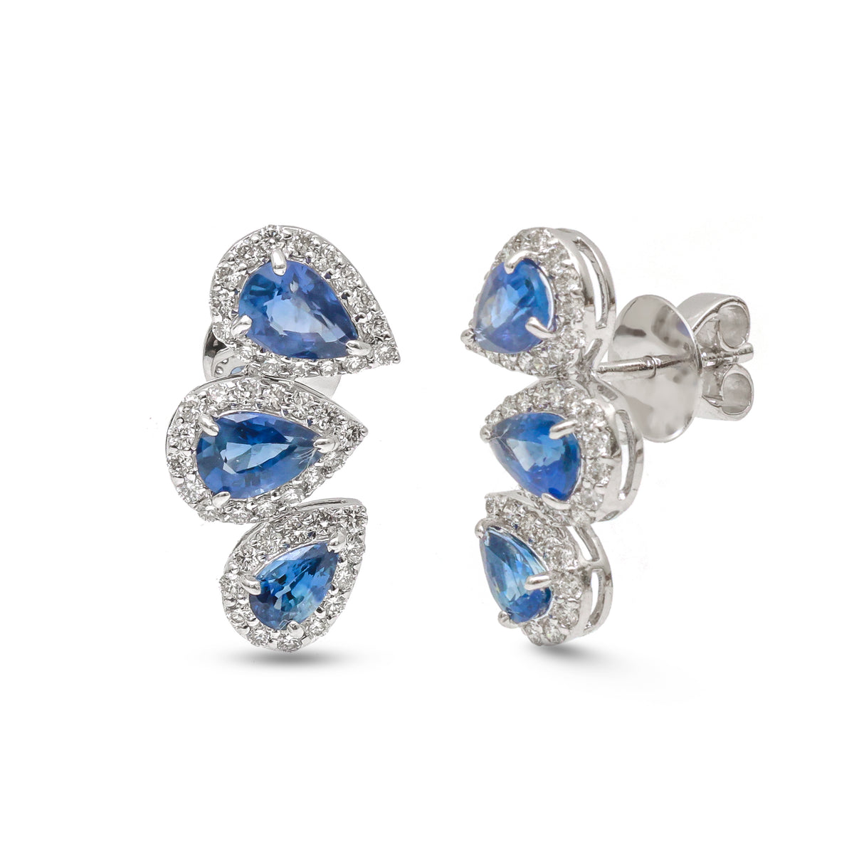 Blue Sapphire Diamond Earrings