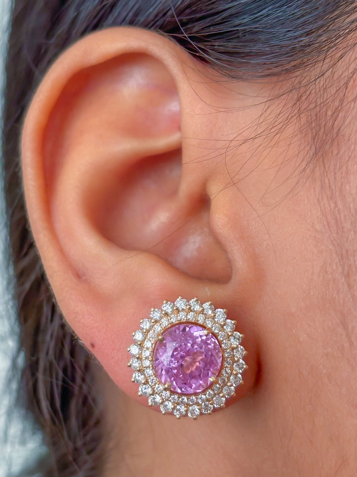 Kunzite Diamond Earrings