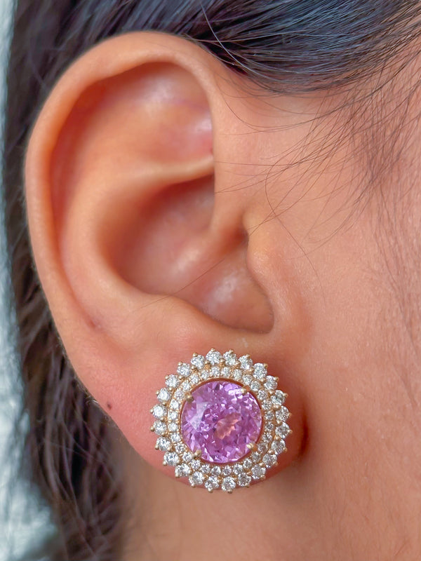 Kunzite Diamond Earrings