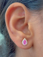 Pink Sapphire Diamond Earrings