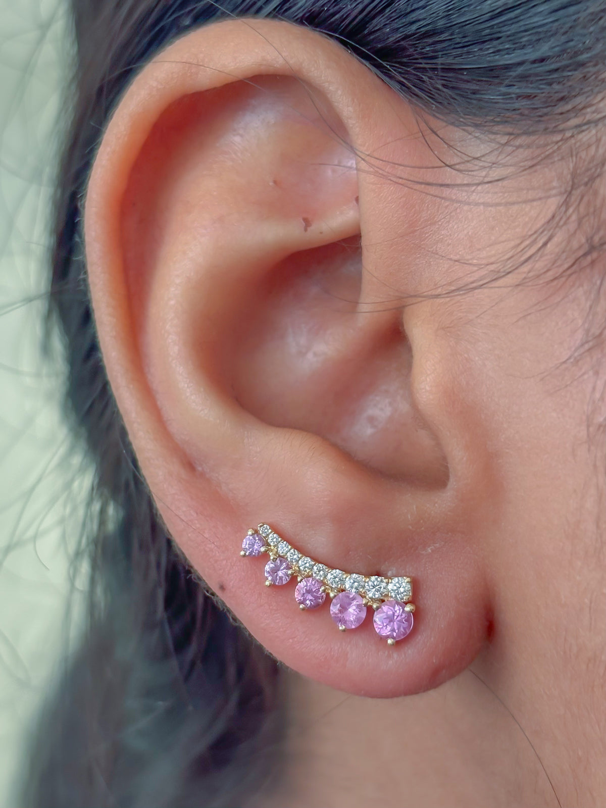 Pink Sapphire Diamond Earrings