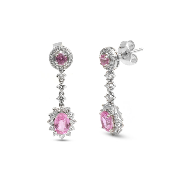 Pink Sapphire Diamond Earrings