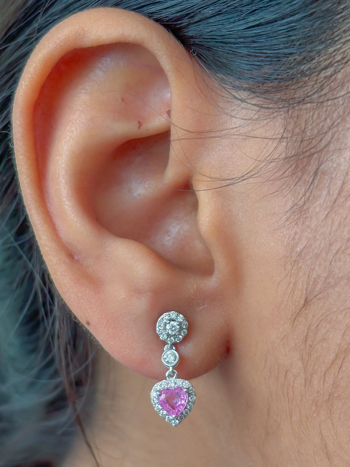 Pink Sapphire Diamond Earrings