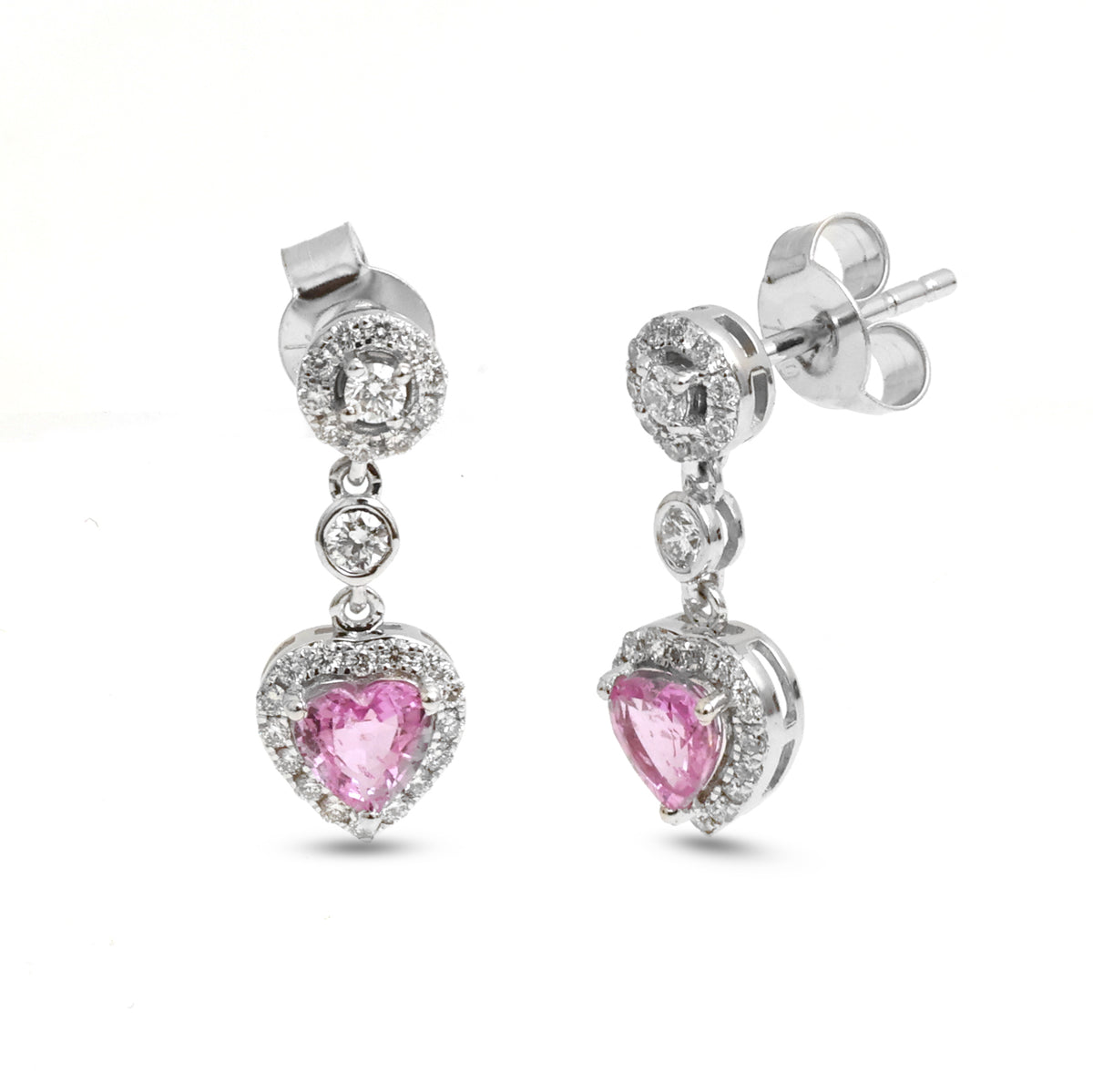 Pink Sapphire Diamond Earrings