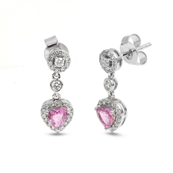 Pink Sapphire Diamond Earrings
