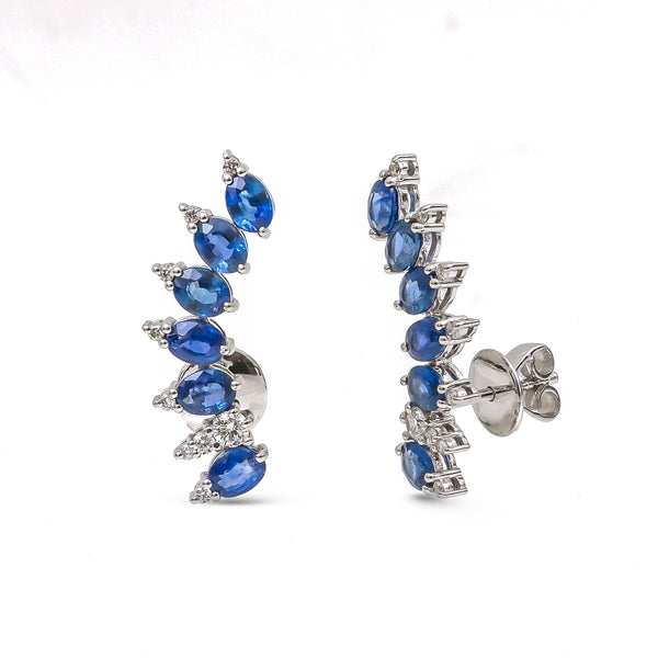 Blue Sapphire Diamond Earrings