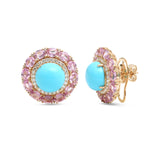 Turquoise Pink Sapphire Diamond Earrings