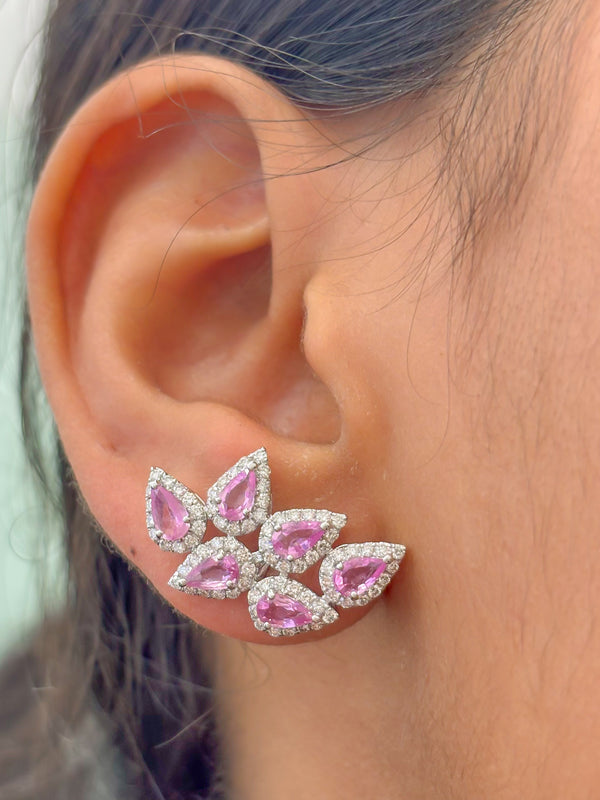 Pink Sapphire Diamond Earrings