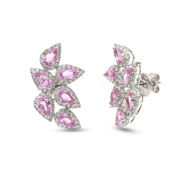 Pink Sapphire Diamond Earrings