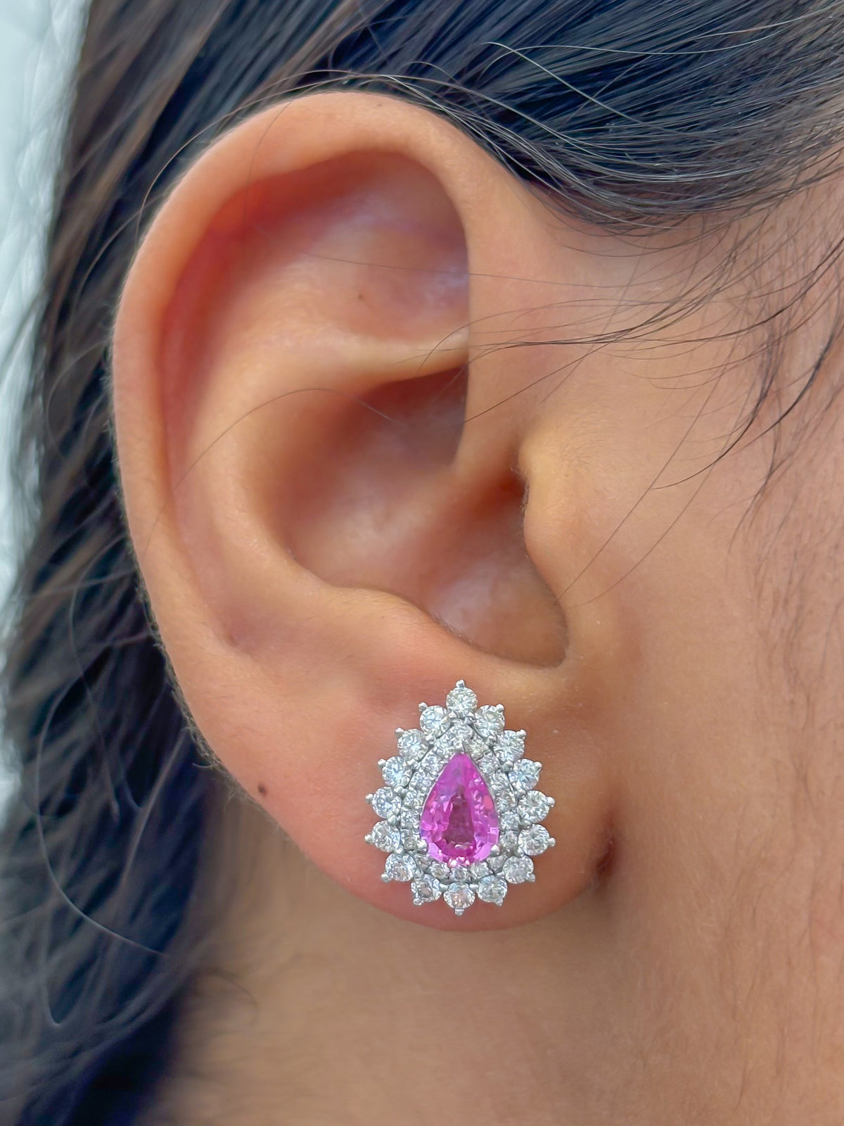Diamond Pink Sapphire Earrings