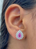 Diamond Pink Sapphire Earrings