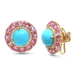 Turquoise Pink Sapphire Diamond Earrings