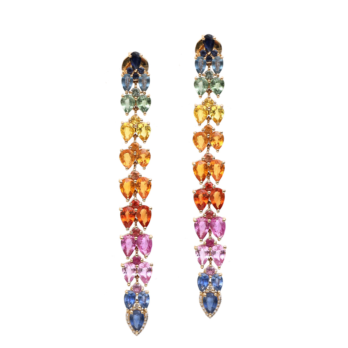 Rainbow Sapphire Diamond Earrings