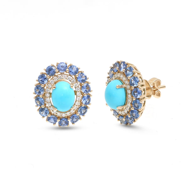 Turquoise Tanzanite Diamond Earrings