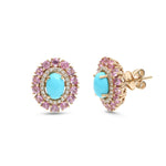Pink Sapphire Turquoise Diamond Earrings